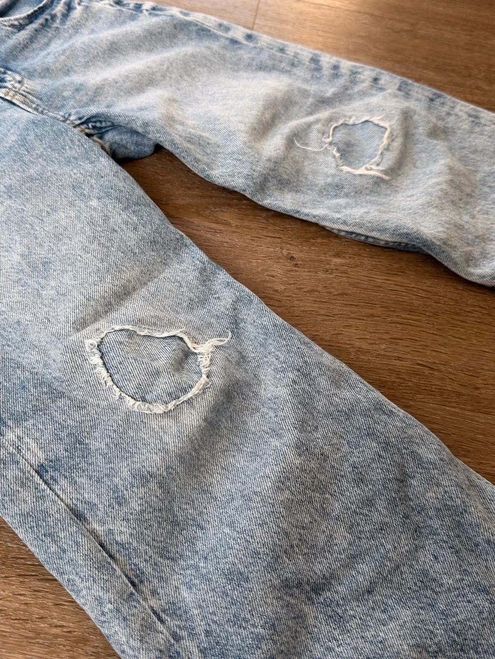 GAP Light Wash Kids Wide Leg Low Rise Jeans with Knee Rips